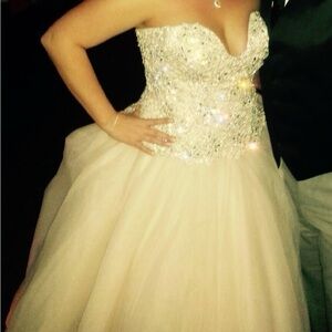 Elegant Beaded Strapless Gown allure couture c244